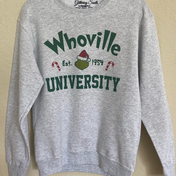 Whoville University Gray Graphic Crewneck Sweatshirt Women’s S NWOT - Picture 4 of 7